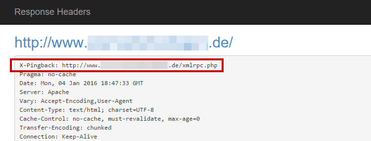 HTTP-Header mit Hinweis auf Pingback-URL